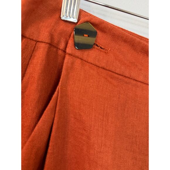 Farm Rio Rust Brown Wide Leg Linen Nautical Pants Relax Coastal Vacation Sz M - Picture 6 of 16